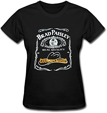 TASY Women's Brad Paisley This Is Country Music 100% Cotton T-shirt - Black