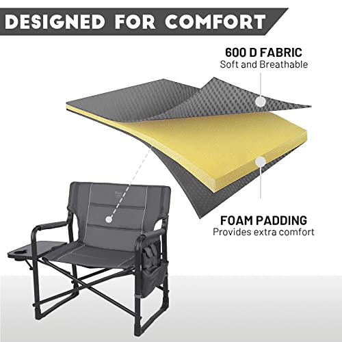 TIMBER RIDGE XXL Upgraded Oversized Directors Chairs with Foldable Side
