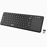 iClever 2.4 GHz USB Wireless Keyboard with Big High Sensitive Touchpad for Andriod Smart TV Google Box Raspberry HTPC IPTV Windows 10