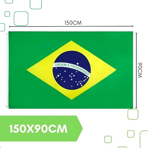 Bandeira do Brasil 90x150cm em Poliéster – Eventos, Decoração, Copa Do Mundo, Com Costura Para Mastro, Dupla Face Premium