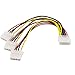 Computer Molex 4 Pin Power Supply to 3 Port Molex IDE Y Splitter Cable 2 Pack