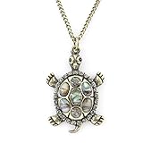 Gold Tone Purple Crystal Turtle Pendant Necklace