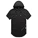 OLRIK Men's Hipster Hip Hop Short Sleeve T-Shirt with Zipper Trim Black XL