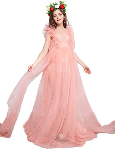 XIXILE High Waist Wedding Dress Sleeveless Maternity Dress Pregnancy Gown for Photography