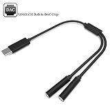 USB C to 3.5mm Audio Headphone Stereo Connector, XIIVIO Type C to 3.5mm Aux Microphone Female Adapter with Female Audio Splitter Cable Compatible with Google Pixel 3/2 /XL,HTC,iPad Pro 2018 and More