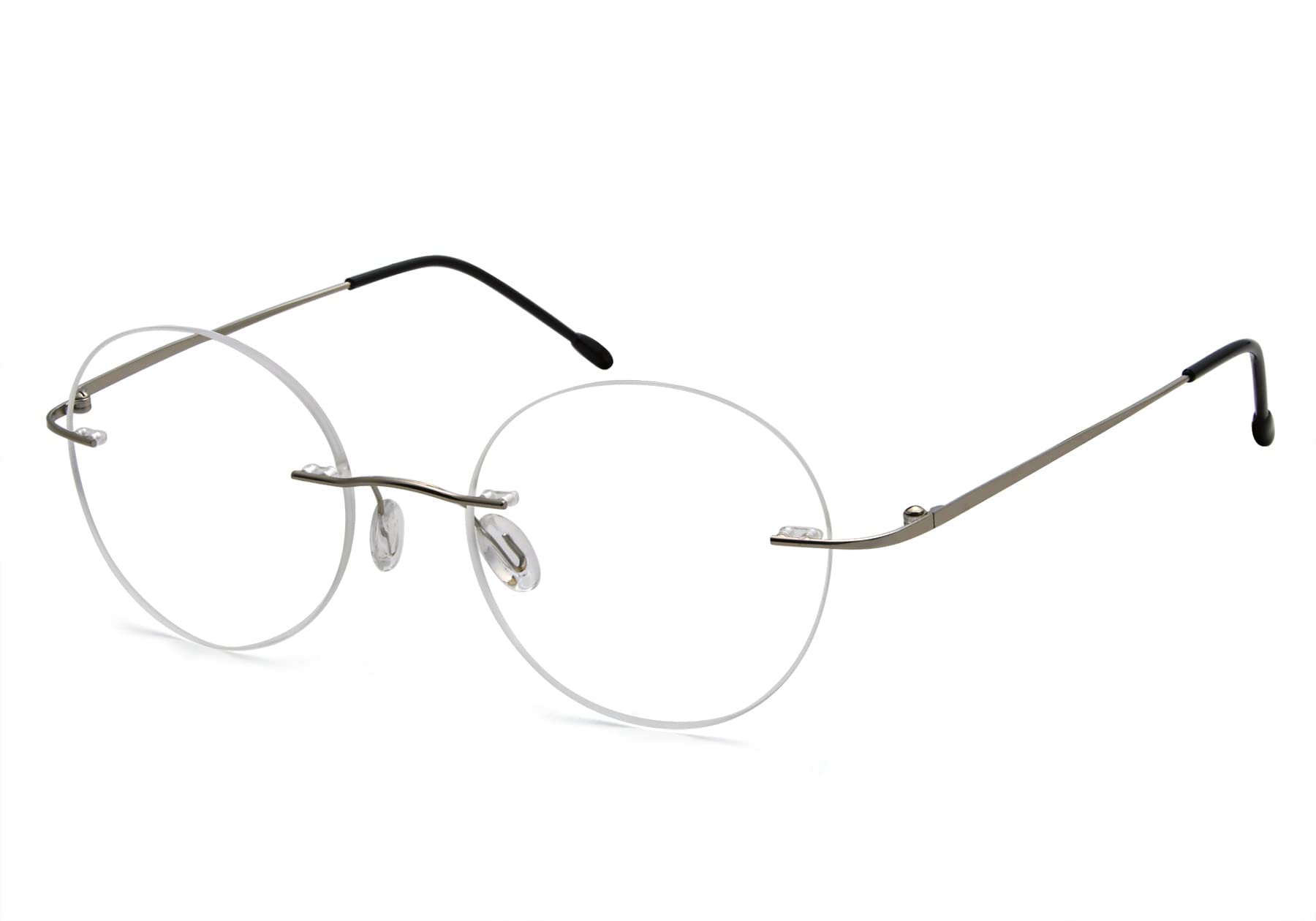 Eyekepper Frameless Reading Glasses Women - Round Rimless Readers Men Silver +1.25