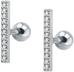 16g Sparkling Cubic Zirconia Stainless Steel Stud Earrings Tragus Helix Conch Cartilage Ear Piercing