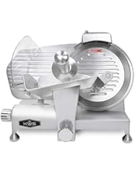 KWS MS-10ES Metal Collection Commercial 320W Electric Meat Slicer 10-Inch with 304 Stainless Steel Blade & Extended Back Space, Frozen Meat/Cheese/Food Slicer Low Noises Commercial and Home Use