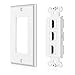 TNP HDMI Wall Plate (3 Port, White) HDMI Face Plate Socket Insert Jack Outlet Panel Mount Support 4K 60Hz HDR ARC/eARC Full HD 3D Ethernet High Speed Cable Extension Coupler f/Projector & Home