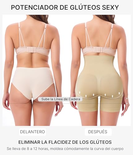 KUMAYES Short Licra de Cintura Alta, Boxer Sin Costuras para Mujer, Ropa Interior Control de Abdomen, Calzon Postparto Suave Levanta Glúteos, Transpirable