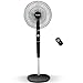 PELONIS Fan, Quiet DC Motor Oscillating Standing Pedestal Fan with Powerful 26 Speed, 5 Silent Modes, 12h On/Off Timer, Adjustable Height and Tilt, Remote Control, 16-Inch, Black