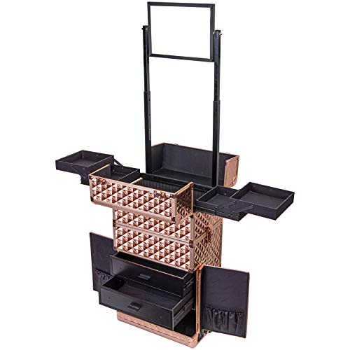 SHANY REBEL Series Pro Makeup Artists Rolling Train Case - Trolley Case - ROSE GOLD