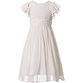 Happy Rose Flower Girls Dresses Junior Bridesmaids Little Girls Elegant Ruffle Chiffon Tea Length