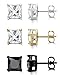 FIBO STEEL 3 Pairs Stainless Steel Studs Earrings for Men Women Cubic Zirconia Inlaid,4mm Available