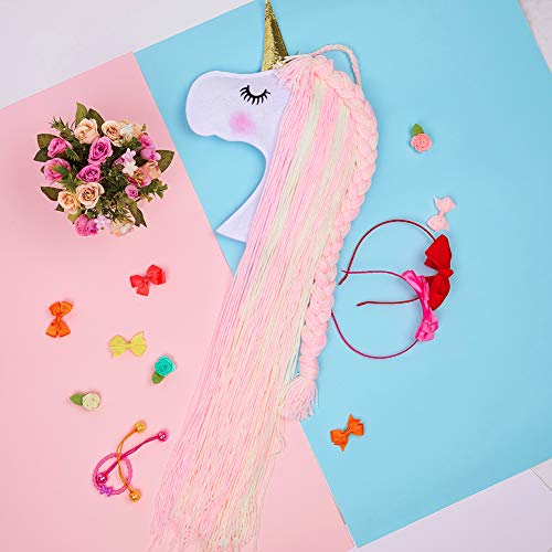 Beinou Unicorn Hair Clips Holder Hot Pink Yarn Tassels Hair Bows Storage Shy Unicorn Face Headband Organizer Unicorn Theme Party Decorations - Thumbnail 5