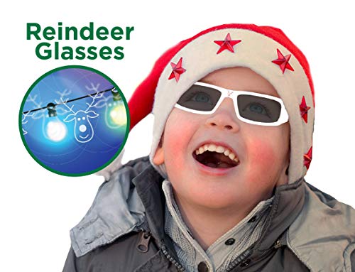 Holiday Specs Plastic 3D GLASSES- Holographic glasses, Look through Glasses at your Holiday Lights and see Reindeer Appear before your Eyes!