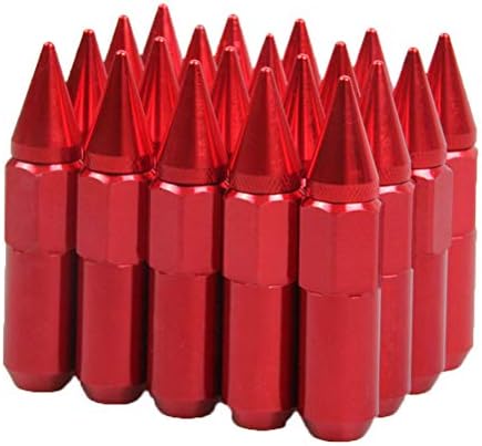 EKYAOMEI Aluminum Spike 20Pieces Wheel Lug Nut 60mm 12x1.25 Mounted Extend Nut Refit Hex Lug Nut (Red, 12X1.5)
