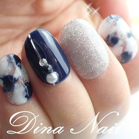 Amazon Co Jp Dinaネイル ジェルネイルネイビーニュアンスライン フラットショートs 番 ネイルチップ ドラッグストア