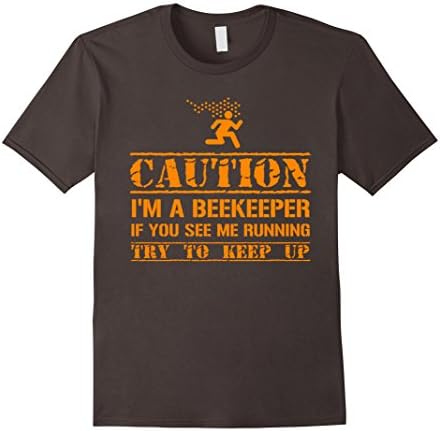 Men's beekeeping shirt- Beekeeper caution keep running Medium Asphalt