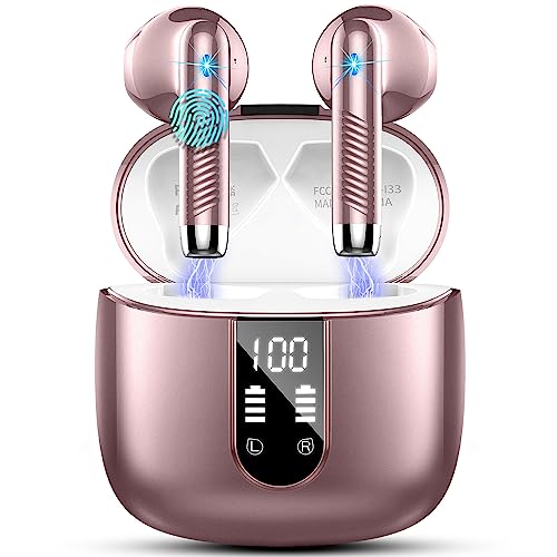 Drsaec Bluetooth Headphones, In-Ear Headphones, Wireless Bluetooth 5.3 Headphones with 4 Mics, ENC Noise Cancelling Wireless Earbuds, 48H Deep Bass, IP7 Waterproof Earphones, LED Display