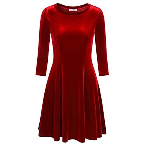 Casual Red Velvet Dress