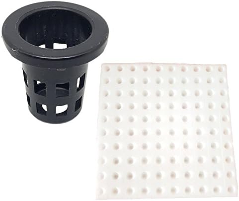 JpGdn 1.4" Hydroponics Mesh Net Cups with Sponges Garden Pots Black Basket Aquaponics Plant Growth System Supplies Pack of 100