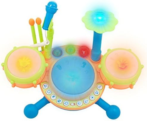 TECHEGE Toys Learn'n'Play Dynamic Drumset Makes Real Drum Sounds, Fun Playing Modes, Play Along or Make Your Own Song, My First Drum Set, Beginner Drum Set, Great Educational Musical Instrument