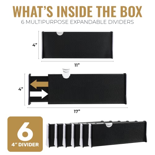 RAPTUROUS Deep Drawer Divider 4 Inches High, Expands from 1117 Inch