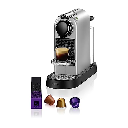 NESPRESSO KRUPS CitiZ Silber Original Kapselmaschine, 25 Sek. Aufheizzeit, 2 Tassengrößen, einfache Bedienung, automatische Abschaltung, 19 Bar Druck,