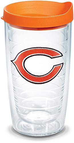 Tervis 1039087 NFL Chicago Bears C Tumbler with Emblem and Orange Lid 16oz, Clear