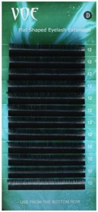 Individual Flat Shaped Silk Eyelash Extensions Semi Permanent Makeup (12mm, 0.10D)