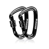 WUFAYHD Sturdy Screwgate Locking Carabiner 2 Pack 12KN(2697 lbs) Heavy Duty Carabiner Clip for Camping Hiking Hammock Dog Leash Outdoor and Gym (Black)