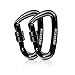 WUFAYHD Sturdy Screwgate Locking Carabiner 2 Pack 12KN(2697 lbs) Heavy Duty Carabiner Clip for Camping Hiking Hammock Dog Leash Outdoor and Gym (Black)