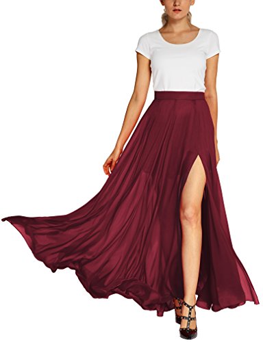 Urban CoCo Women's Fashion Solid Color Flowy Split Long Maxi