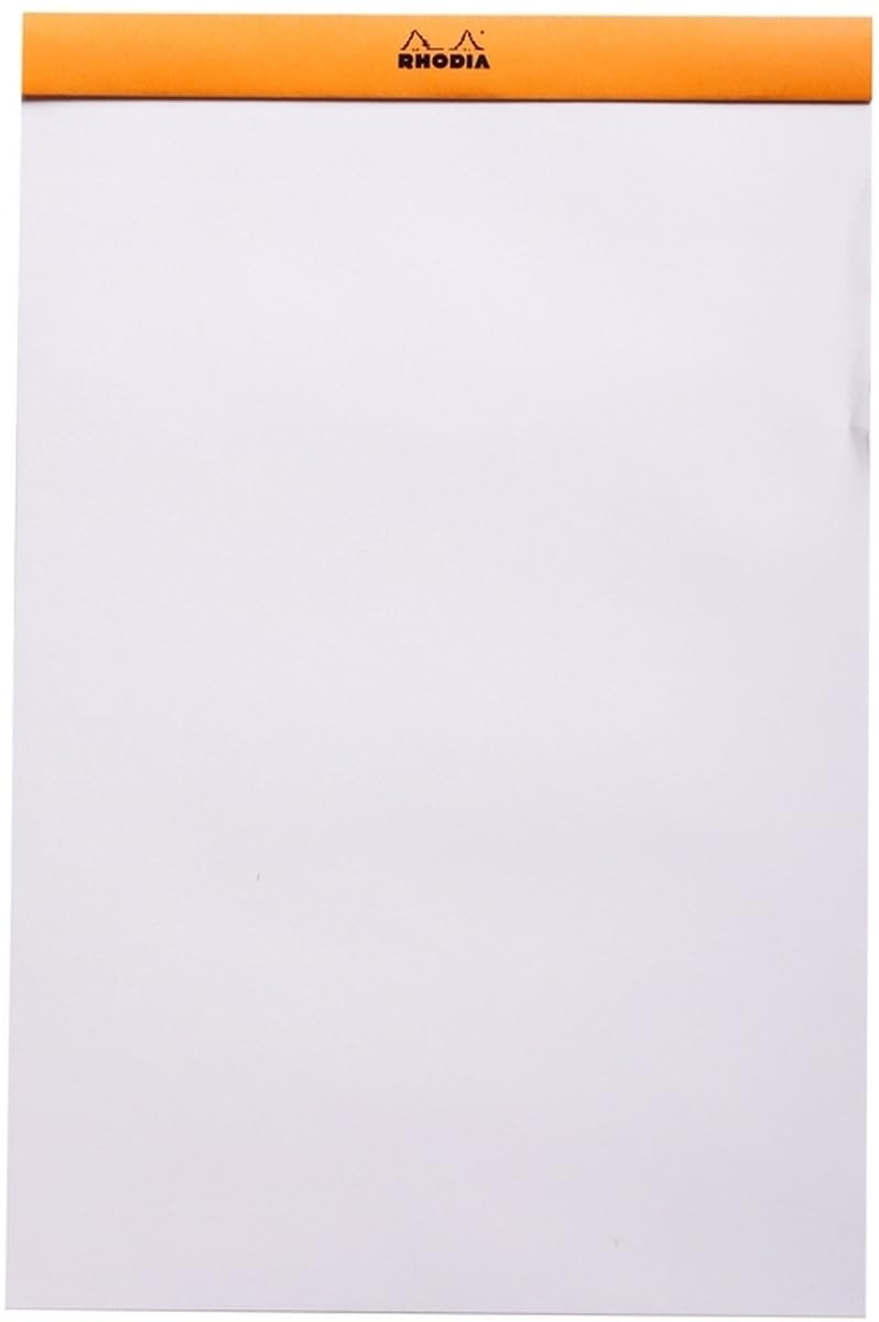RHODIA 19000C - Stapled Notepad N°19 Orange - A4+ - 80 Detachable Sheets - Plain White Clairefontaine Paper 80 g/m - Soft, Resistant and Waterproof Coated Card Cover - Basics
