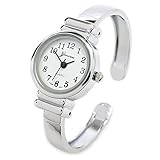 Silver Metal Band Petite Size Women's Bangle Cuff Watch