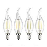 Mooncolour 2w LED Filament Candelabra Bulb,25-watt Equivalent,Warm White 2700k,Use in Chandeliers,Wall Sconces and Pendant Lighting,4 Pack