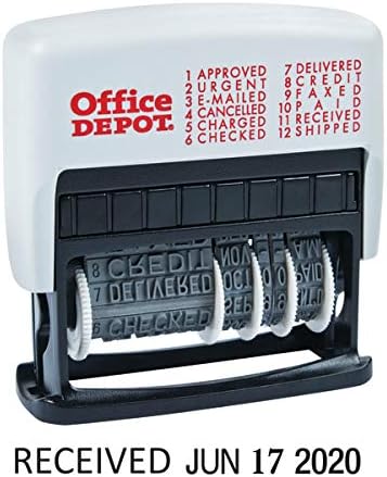 Amazon Com Office Depot Self Inking 12 In 1 Micro Message Dater Black 032539 Business Stamps Office Products