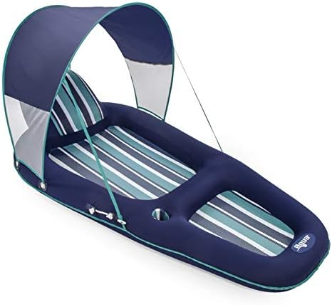 Inflatable aqua lounge chair with valve, priced at $69.99.