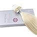 Moresoo 24 Inch Platinum Blonde Hair Extensions Micro Beads Human Hair Micro Loop Ring Human Hair Extensions Platinum Blonde #60 Real Human Hair Extensions 50g 50 Strands