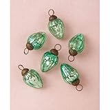 Luna Bazaar Mercury Glass Mini Ornaments (1 to 1.5-inch, Vintage Green, Laura Design, Set of 6) - Great Gift Idea, Vintage-Style Decorations for Christmas, Special Occasions, Home Decor and Parties