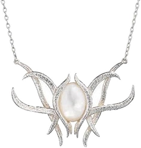 The Hobbit Necklace Galadriel Pendant Necklace Alloy with Imitation Pearl Cat's Eye Stone Pendant Cosplay Jewelry Silver