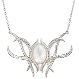 The Hobbit Necklace Galadriel Pendant Necklace Alloy with Imitation Pearl Cat's Eye Stone Pendant Cosplay Jewelry Silver