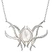 Magicbean The Hobbit Necklace Galadriel Pendant Necklace Alloy with Imitation Pearl Cat's Eye Stone Pendant Cosplay Jewelry Silver