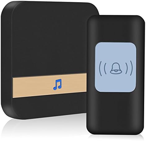 Beyimei Wireless Doorbell Kit, Operating at 1000 Feet with 52 Chimes, 4 Level Volume, 1 Receiver & 1 Weatherproof Push Button with Sound and LED Flash (Black)
