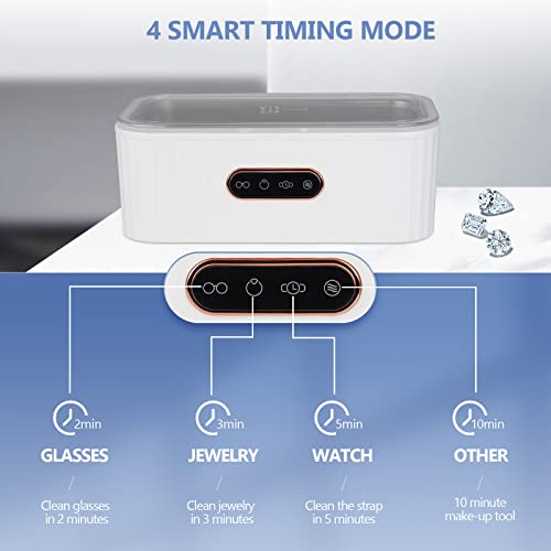 Ultrasonic Cleaner, Ultrasonic Eyeglass Cleaner, 45 KHz Professional Ultrasonic Cleaning Machine with 4 Cleaning Modes, 400 ml Household Ultrasonic Cleaner for Glasses Jewellery Watches Dentures