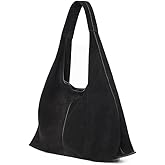 VAKAER Genuine Suede Leather Hobo Bag for Women, Slouchy Oversized Crescent Shoulder Tote Purse with Detachable Zip Pouch