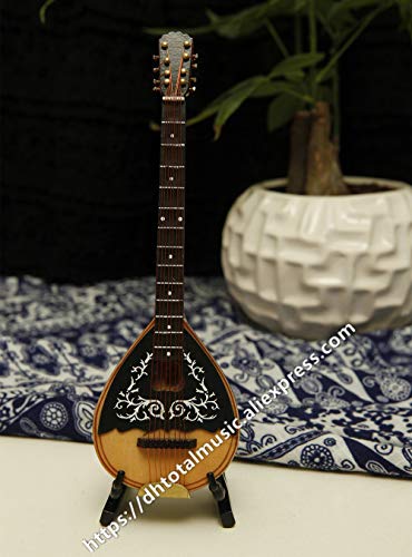ZAMTAC Dh Miniature Mandolin Model Replica with Stand and Case Dollhouse Accessories Mini Musical Instrument Ornaments (Size: 18cm)