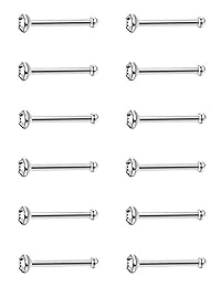 Jstyle - 60 piercings de acero inoxidable para nariz, 0.059 in, 0.079 in, 0.098 in