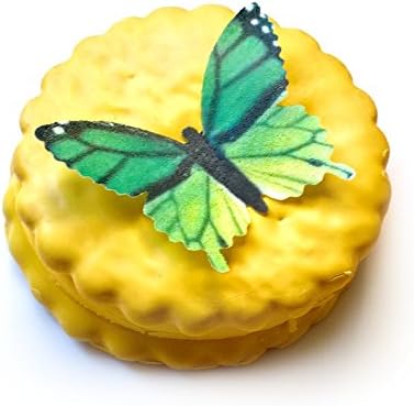 15 Green Monarch Edible Wafer Paper Butterflies © Medium 2" Cake Cupcake Toppers Decoration